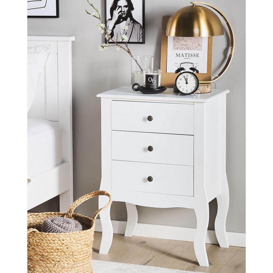 Beliani Comodino 3 cassetto en Fibra a media densità (MDF) Minimalista LANE  