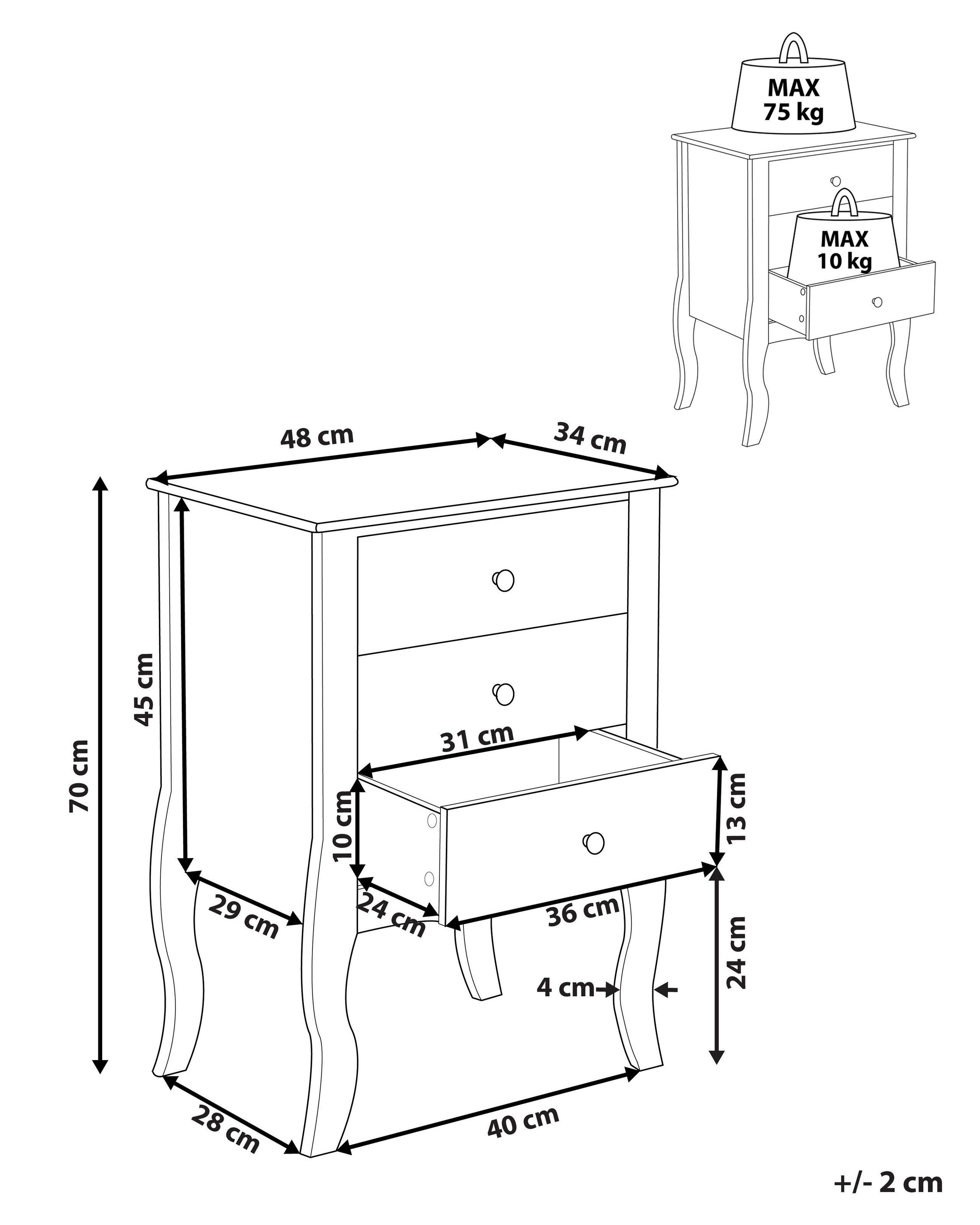 Beliani Table de chevet en MDF Scandinave LANE  