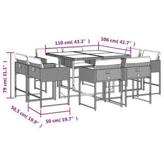 VidaXL Ensemble de salle à manger de jardin rotin synthétique  