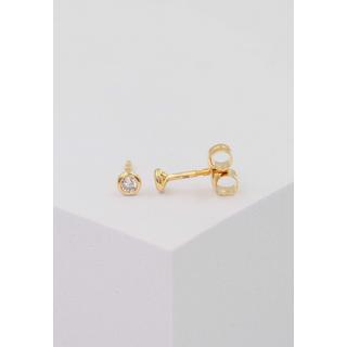 MUAU Schmuck  Clous d'oreilles solitaire monture or jaune 750 diamants 0.10ct. 4.5mm 