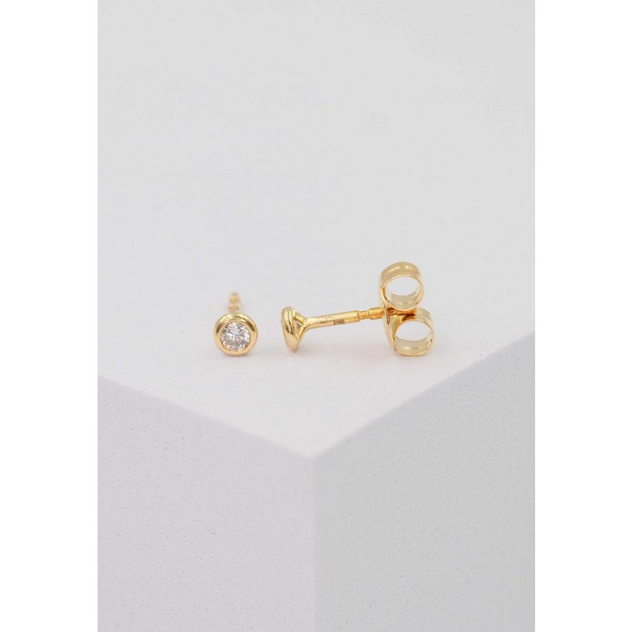 MUAU Schmuck  Solitär Ohrstecker Zargen-Fassung Gelbgold 750 Brillanten 0.10ct. 4.5mm 