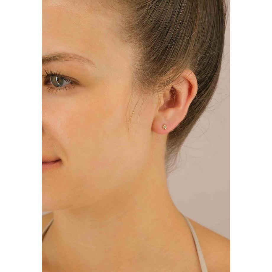 MUAU Schmuck  Solitär Ohrstecker Zargen-Fassung Gelbgold 750 Brillanten 0.10ct. 4.5mm 