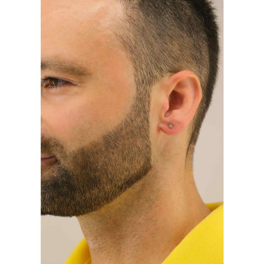 MUAU Schmuck  Solitär Ohrstecker Zargen-Fassung Gelbgold 750 Brillanten 0.10ct. 4.5mm 