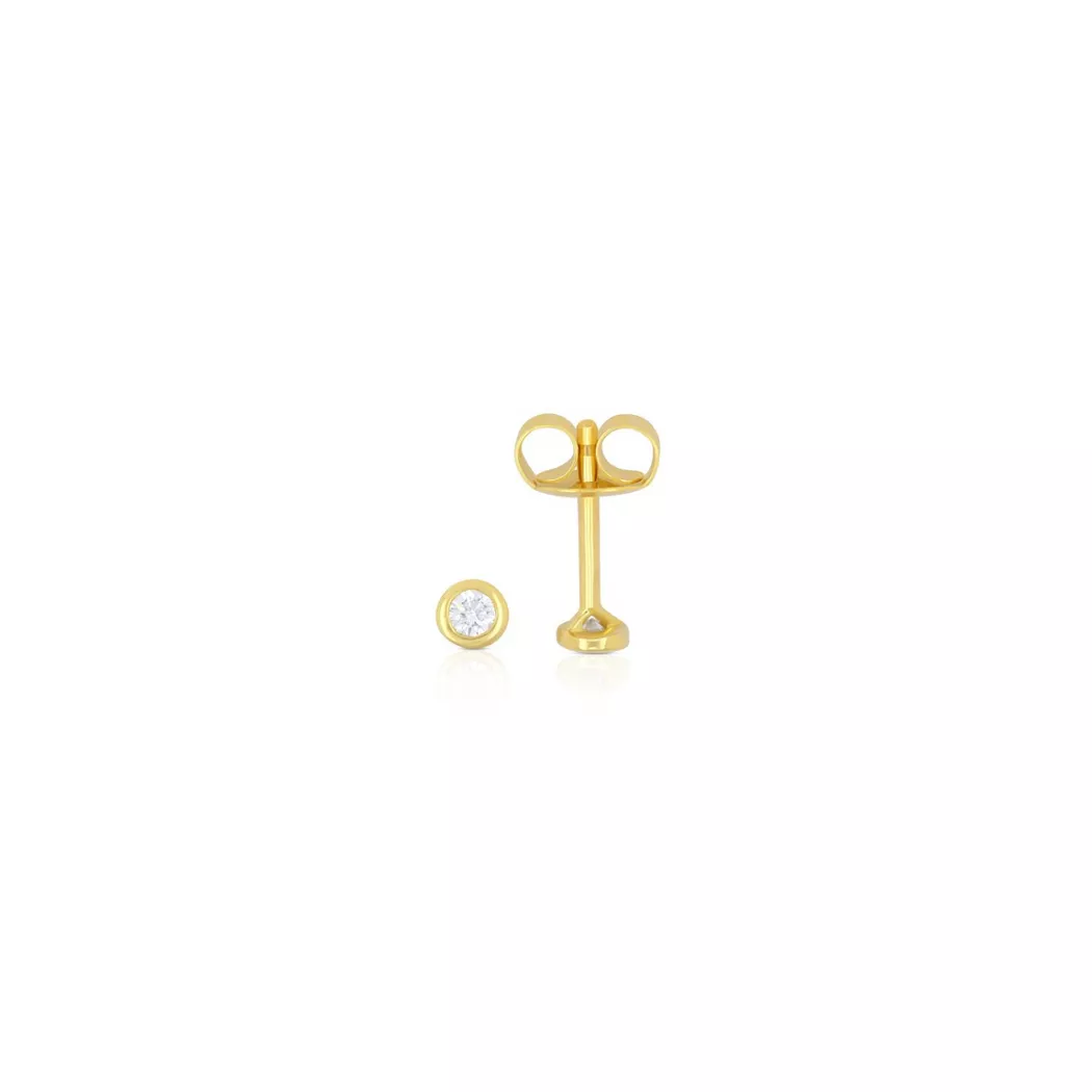MUAU Schmuck - Solitär Ohrstecker Zargen-Fassung Gelbgold 750 Brillanten 0.10ct. 4.5mm, One Size