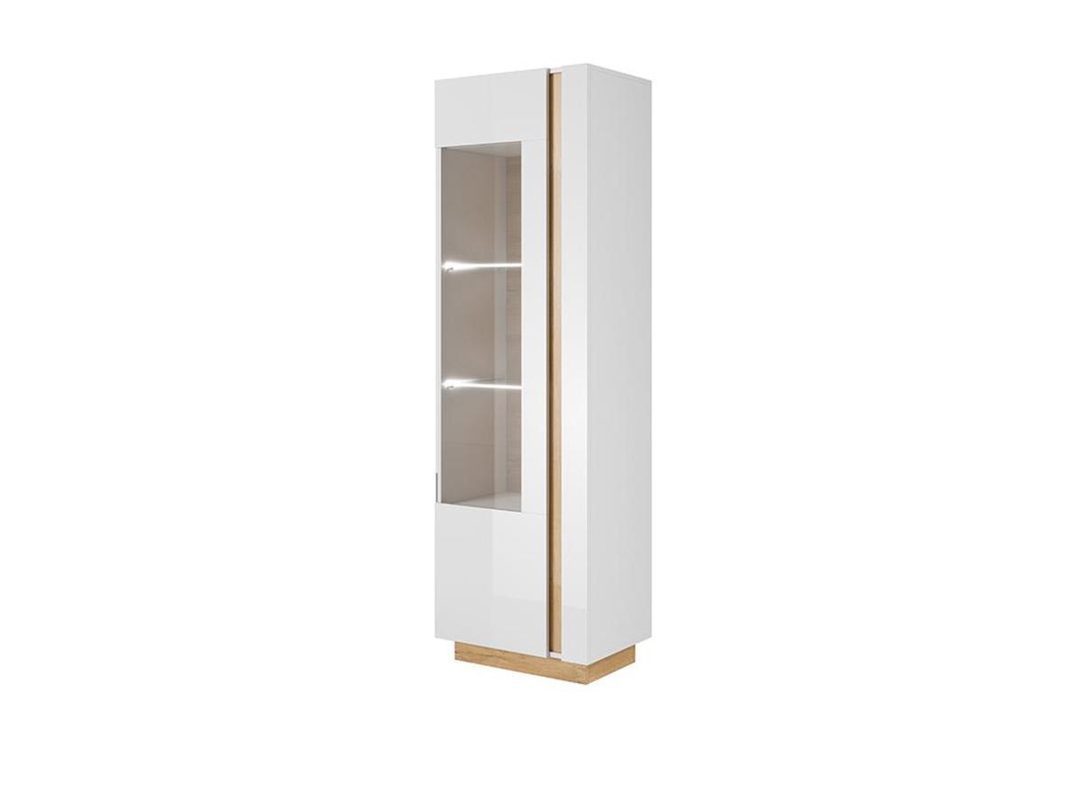 Vente-unique Vitrine MURARI 1 porte Avec LEDs brillant chêne  