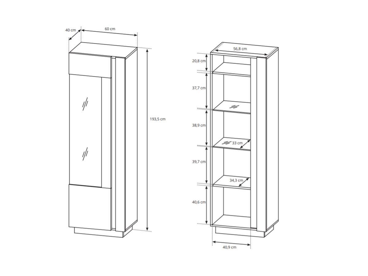 Vente-unique Vitrine MURARI 1 porte Avec LEDs brillant chêne  