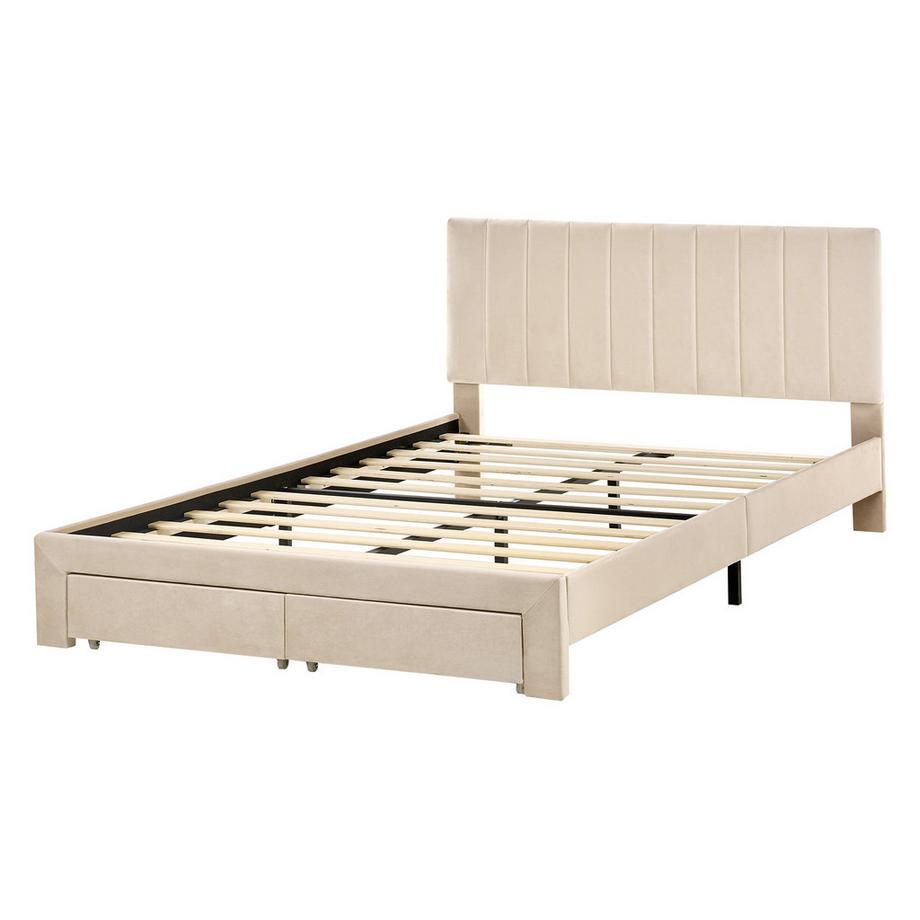 Beliani Letto con cassetti contenitori en Velluto  LONZAC  