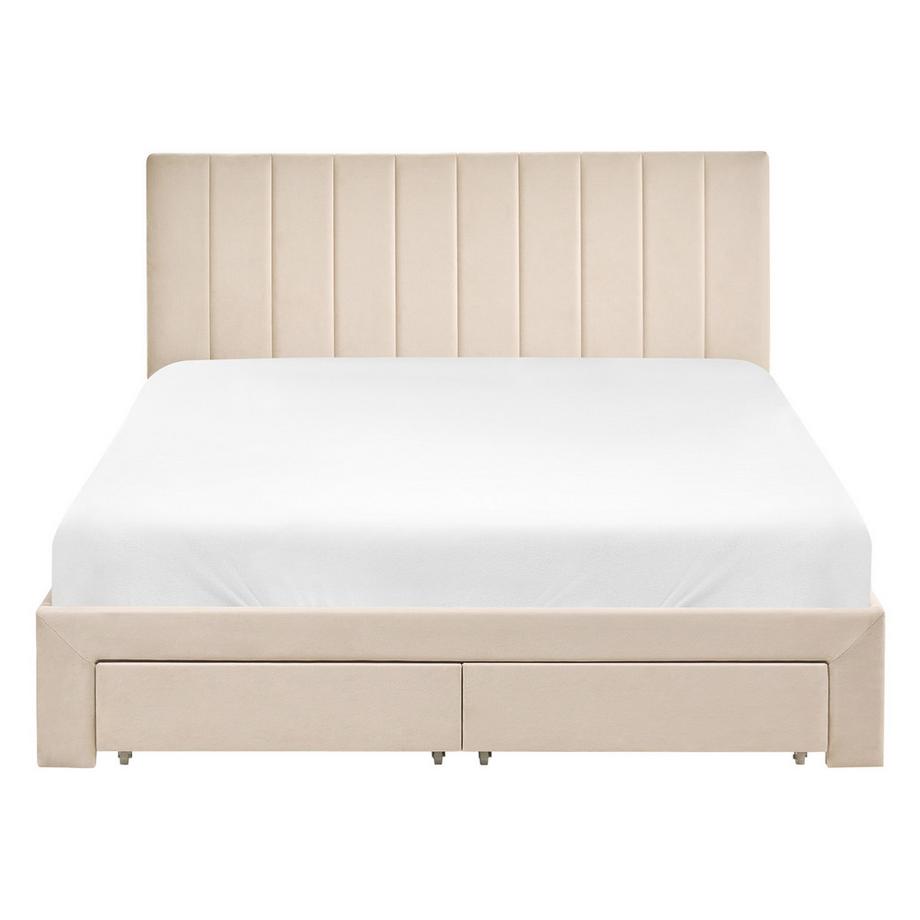 Beliani Letto con cassetti contenitori en Velluto  LONZAC  