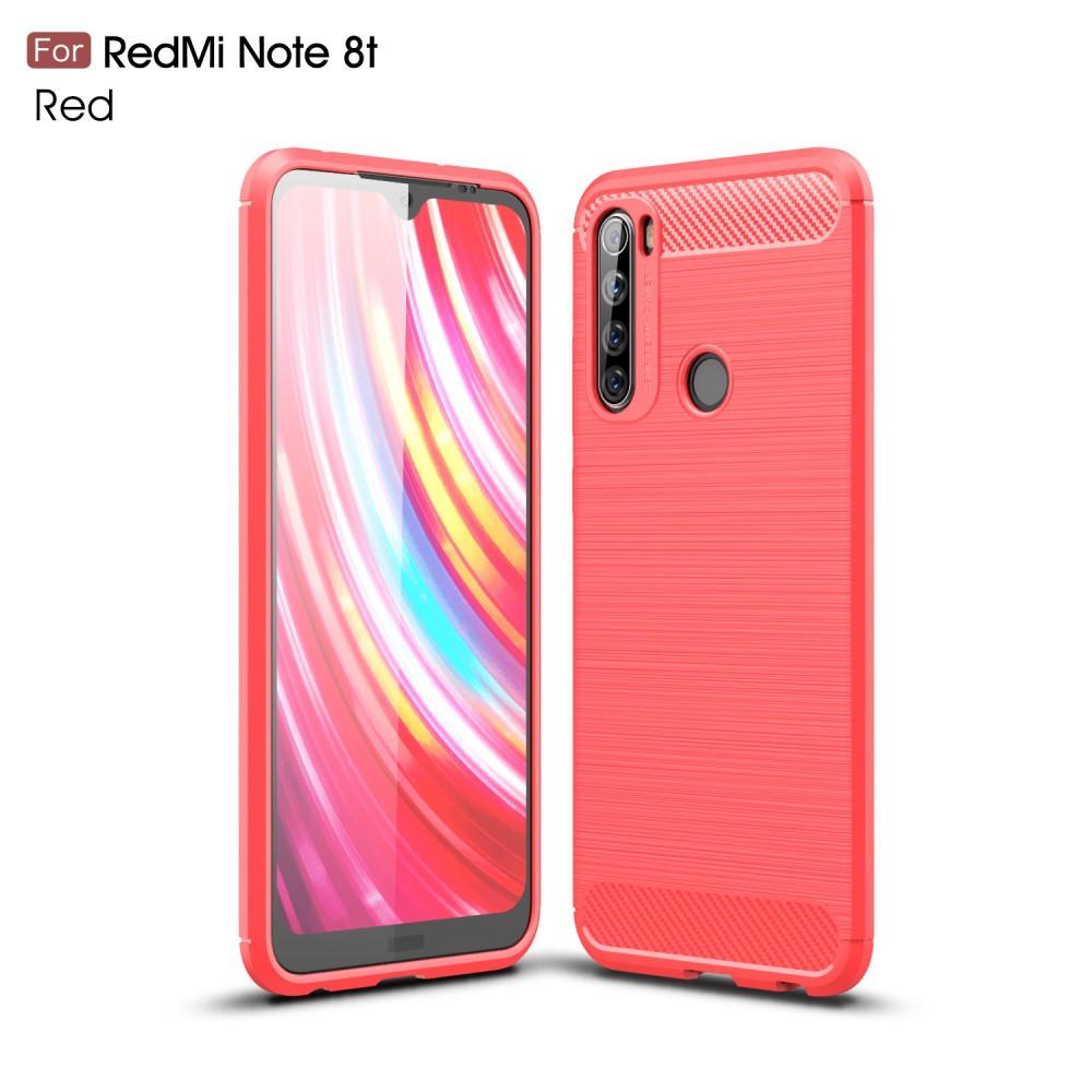 Cover-Discount  Xiaomi Redmi Note 8T - métal look carbone caoutchouc coque rouge 