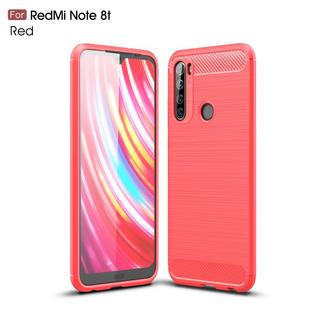 Cover-Discount  Xiaomi Redmi Note 8T - métal look carbone caoutchouc coque rouge 