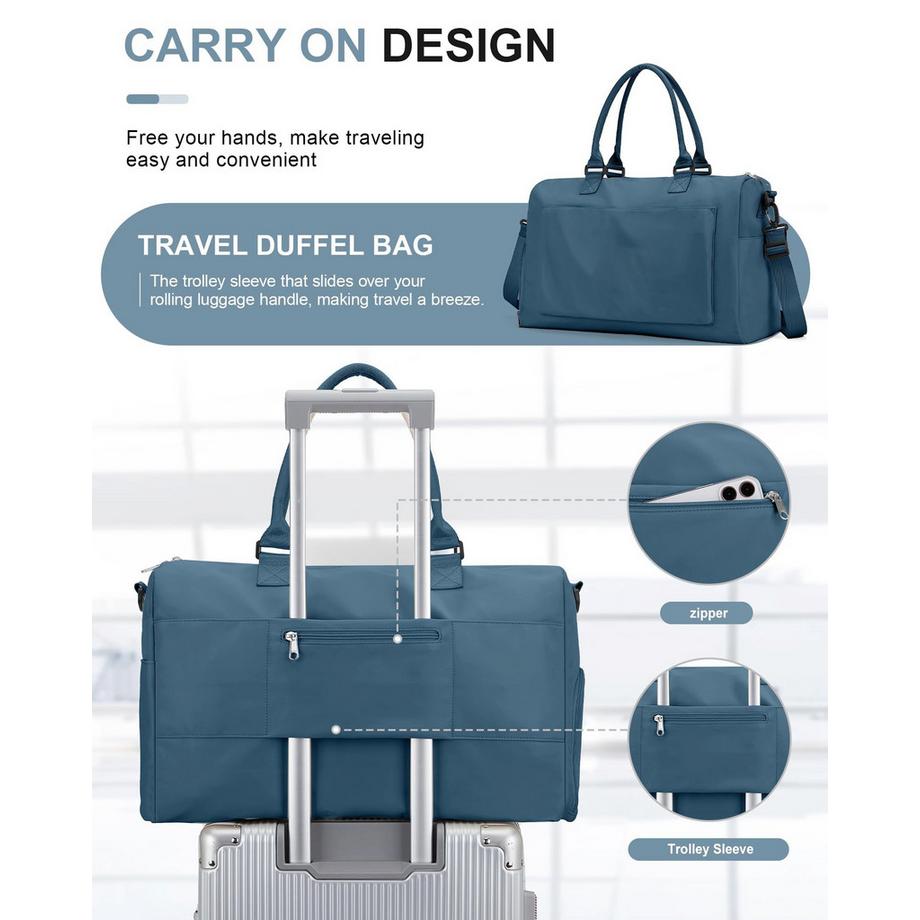 Only-bags.store Sport Reisetasche mit Schuhfach Nassfach Trolleyhülle  