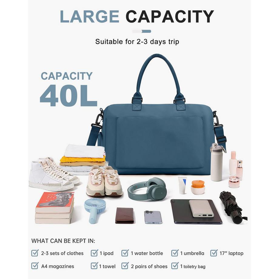 Only-bags.store Sport Reisetasche mit Schuhfach Nassfach Trolleyhülle  