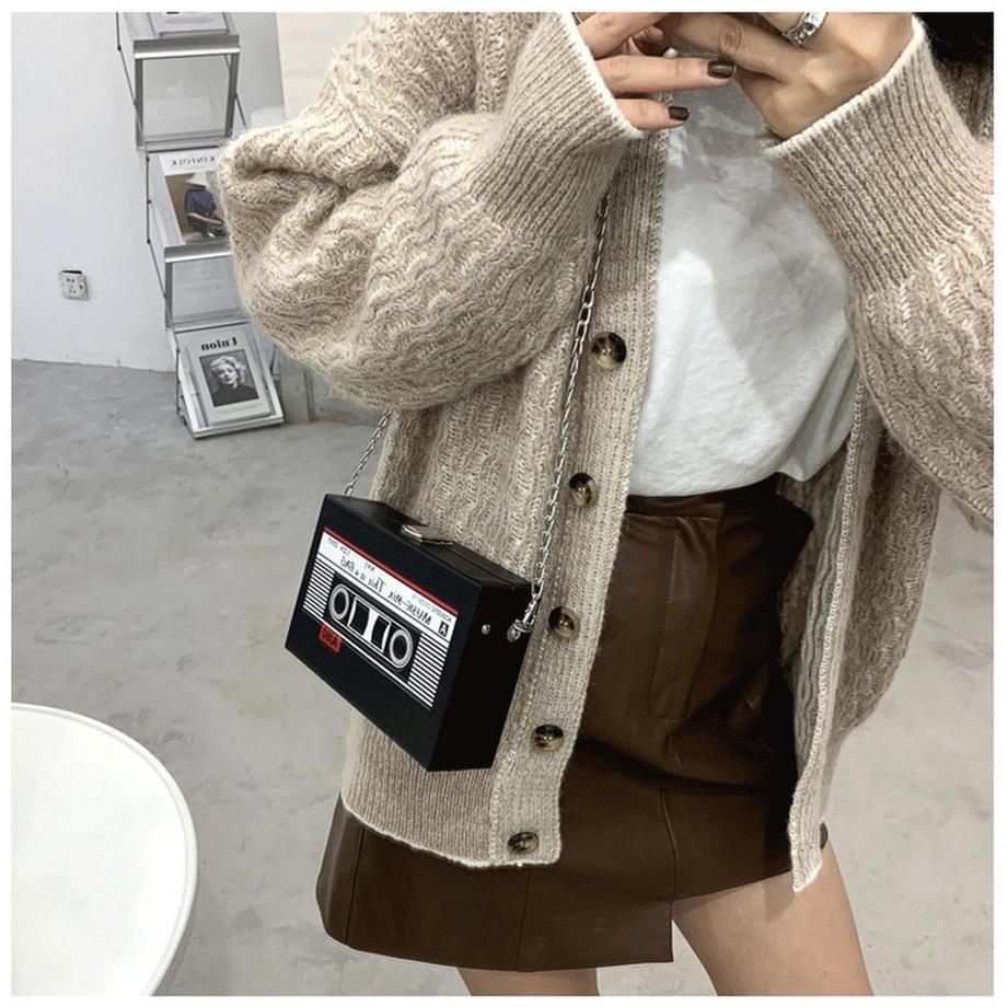 Only-bags.store Sac à main Rétro Cassette Bandoulière  