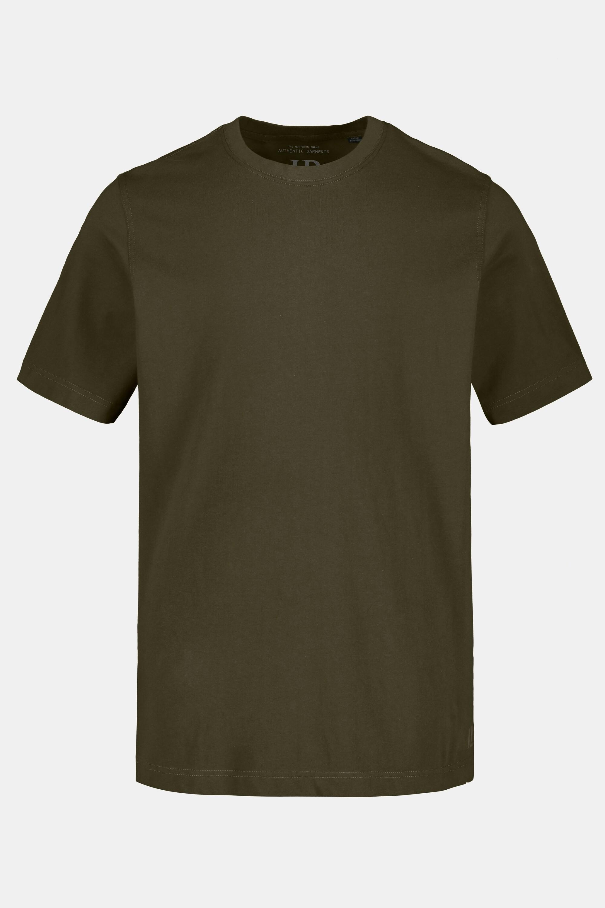 JP1880  T-shirt Basic en coton peigné, col rond olive foncé 