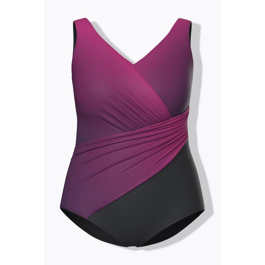 Ulla Popken Costume da bagno sfumato coppe morbide drappeggio  