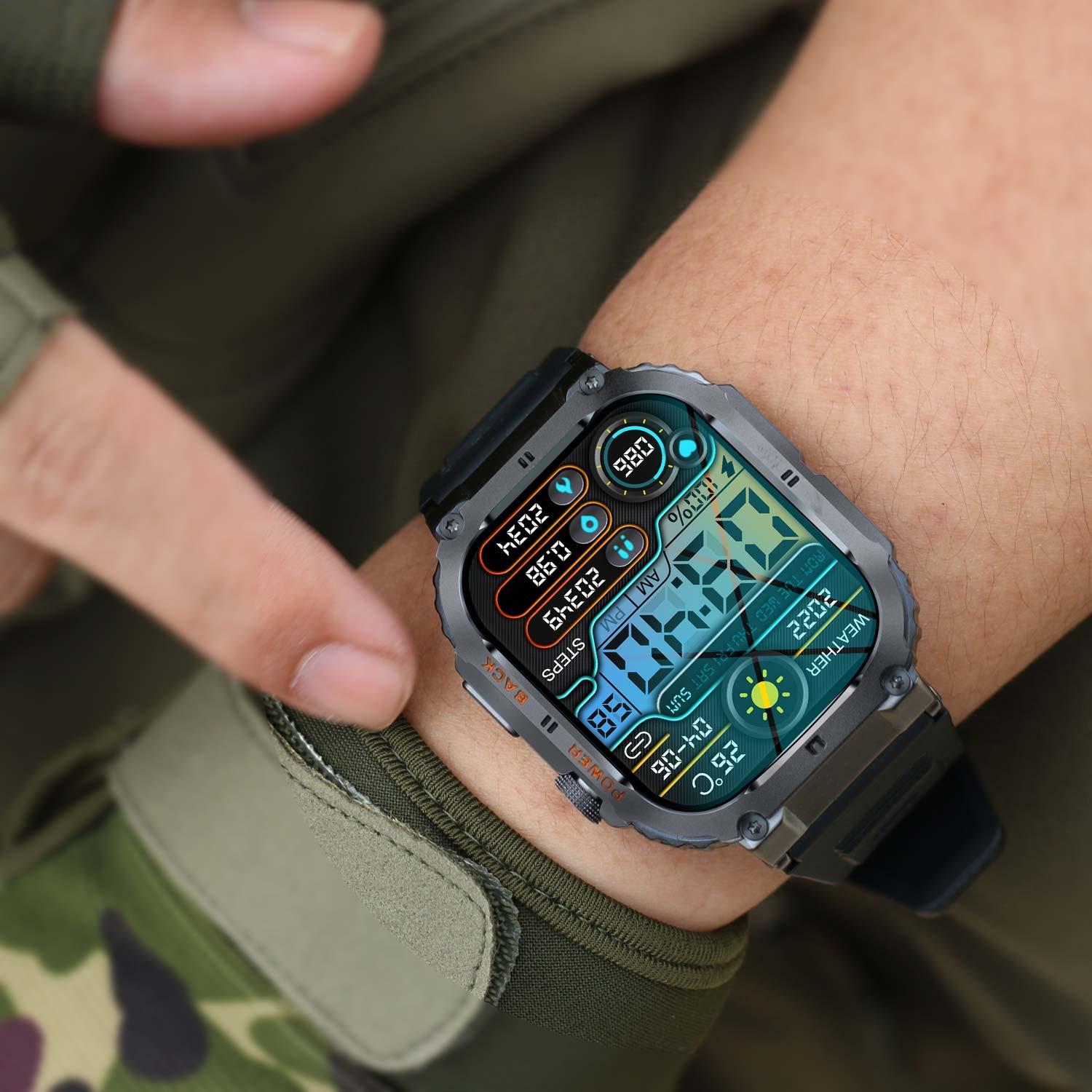 DENVER  SmartWatch Bluetooth SWC-191B con sensore di frequenza cardiaca, pressione sanguigna e ossigeno nel sangue e funzione di chiamata 