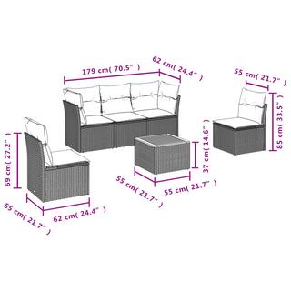 VidaXL Ensemble de canapés de jardin rotin synthétique  