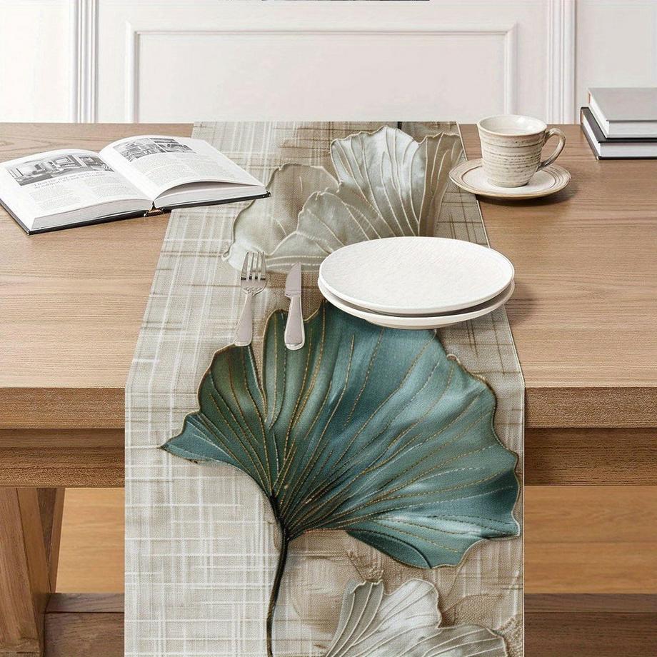 Alopini Une pièce de magnifiques drapeaux de table, housses de table, chemins de table, pour l'entrée, le bureau, le comptoir, la cuisine et la salle à manger, avec une élégante broderie de feuilles.  