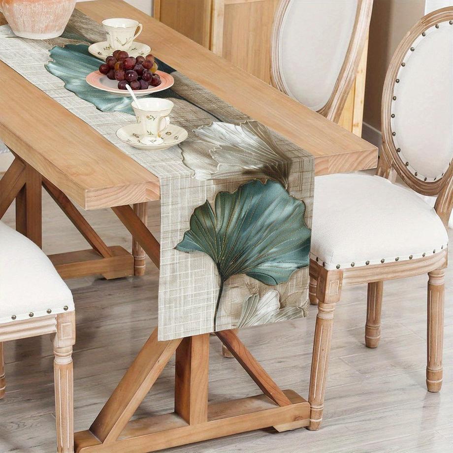 Alopini Une pièce de magnifiques drapeaux de table, housses de table, chemins de table, pour l'entrée, le bureau, le comptoir, la cuisine et la salle à manger, avec une élégante broderie de feuilles.  