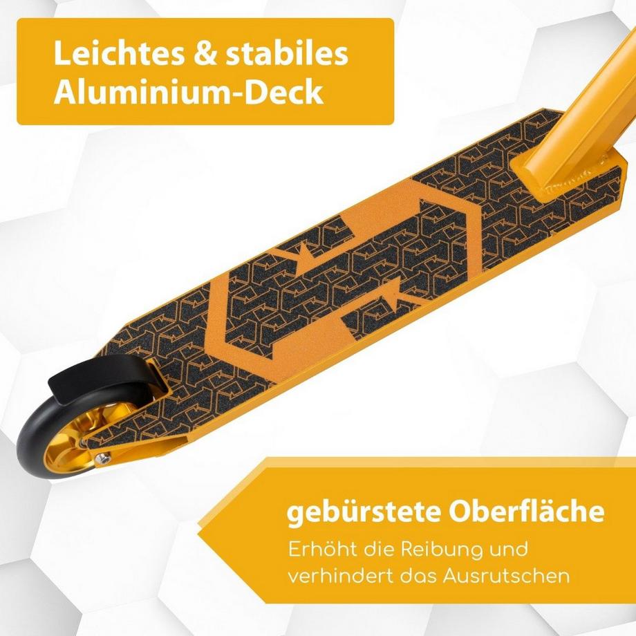 Northix  Stunt Scooter mit 360 Lenkung & PU Rädern & Aluminiumdeck Stuntscooter Funscooter Gelb 