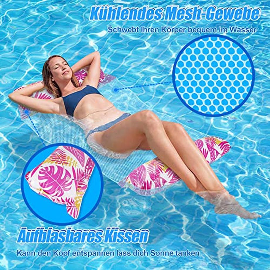 Activity-board  Matelas gonflable piscine, 2pcs matelas gonflable eau, 4 en 1 hamac eau, matelas gonflable eau hamac, jouets piscine enfants, accessoires piscine fun 