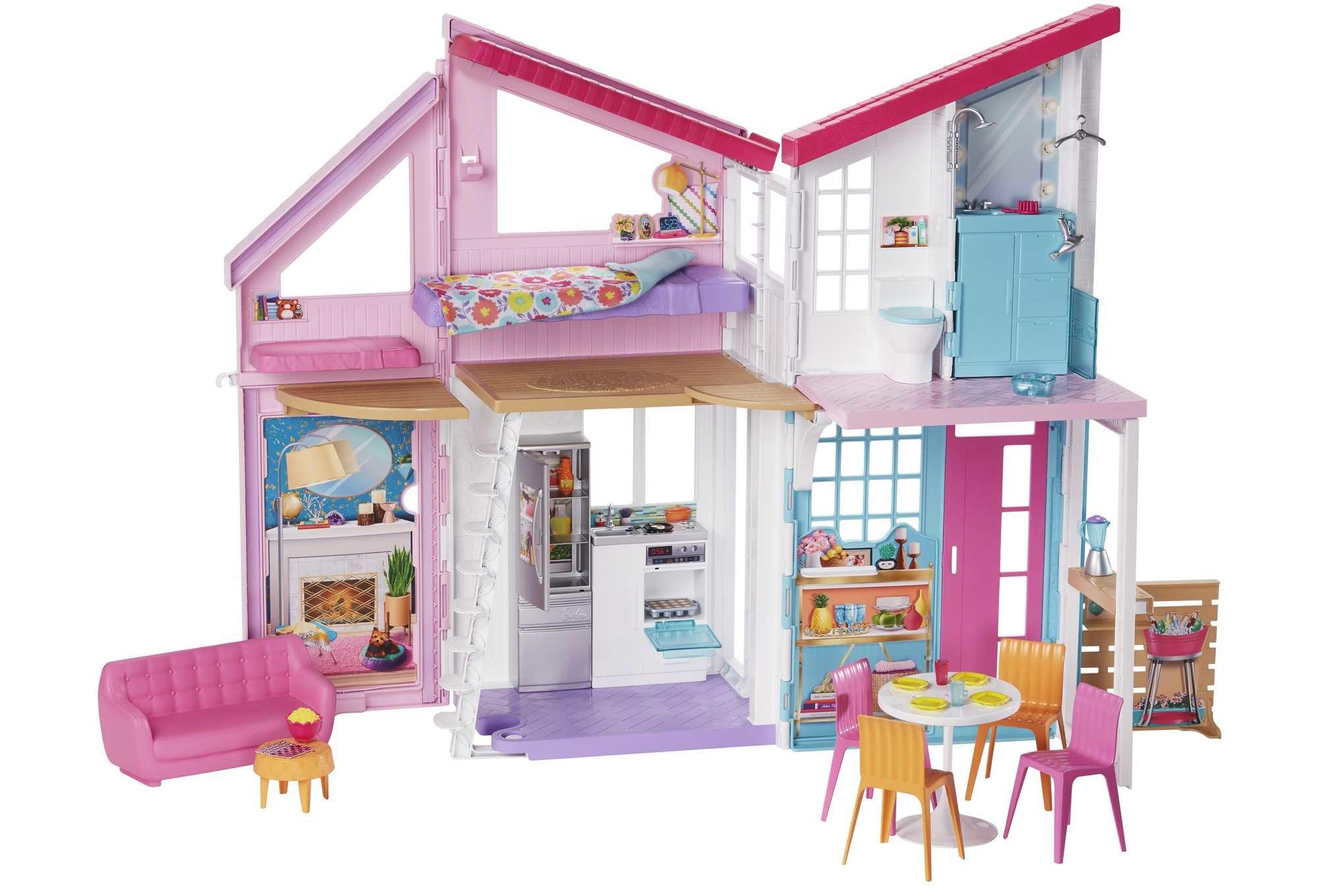 Barbie  Barbie Casa di Malibu, Playset Richiudibile su Due Piani con Accessori, Giocattolo per Bambini 3+ Anni, FXG57 