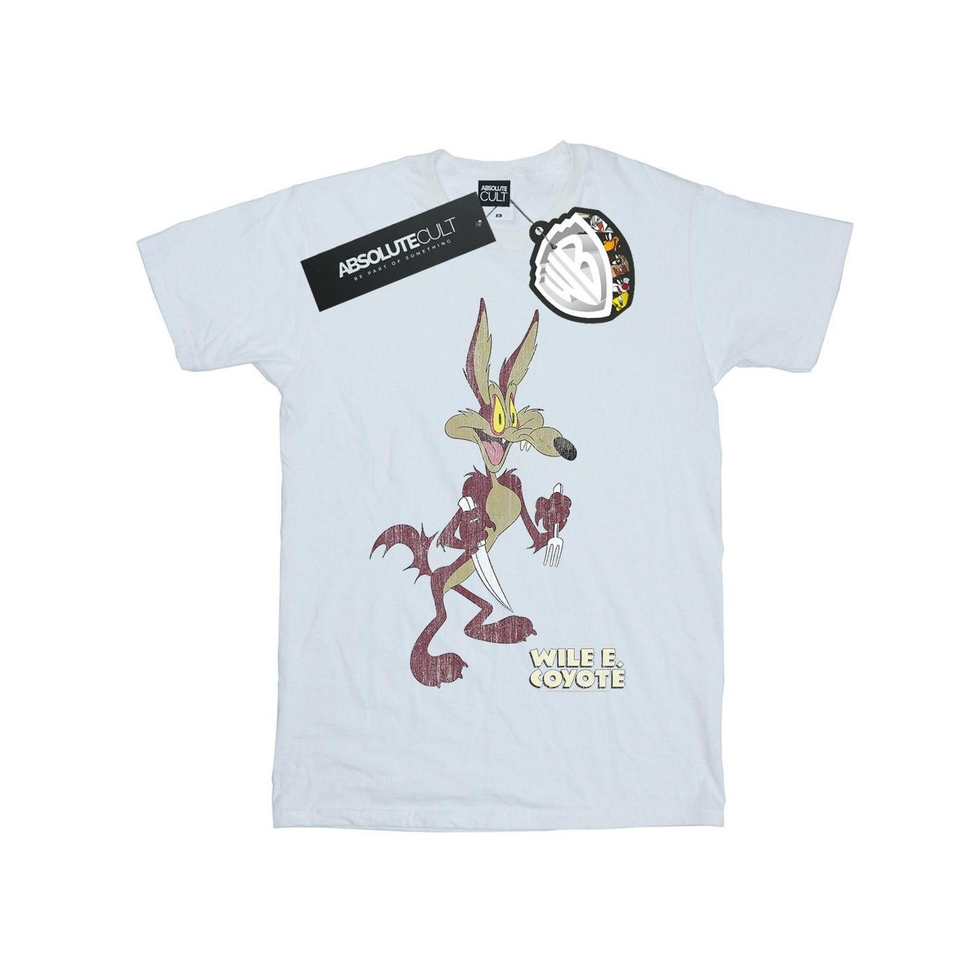 Image of Wile E Coyote Distressed Tshirt Damen Weiss S