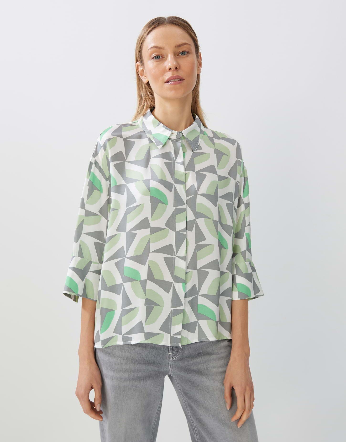 Image of Printbluse Zatino Dynamic Oversized Damen Lindengrün S
