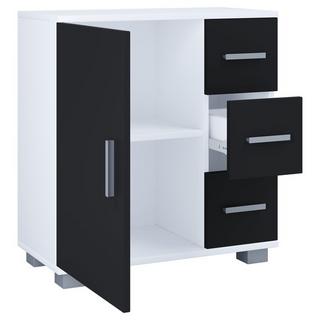 VCM Holz Midischrank | Badschrank | Maße: H. 65 x B. 60 x T. 30 cm | 3 Schubladen | 1 große Drehtür | 2 Fächer.- Zalo XL  