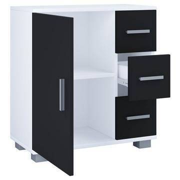 Holz Midischrank | Badschrank | Maße: H. 65 x B. 60 x T. 30 cm | 3 Schubladen | 1 große Drehtür | 2 Fächer.- Zalo XL