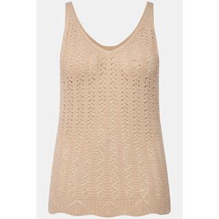 Ulla Popken  Top sans manches, en crochet. Décolleté en V et bretelles spaghetti. 