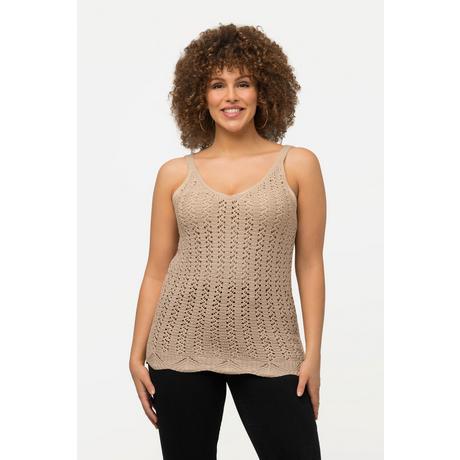 Ulla Popken  Top sans manches, en crochet. Décolleté en V et bretelles spaghetti. 