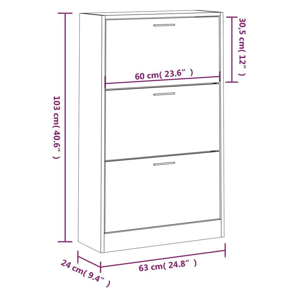 VidaXL Armoire à chaussures bois d'ingénierie  