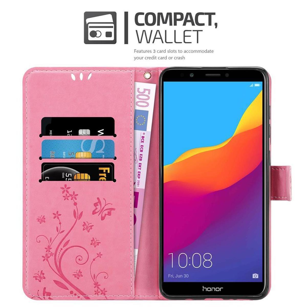 Cadorabo  Hülle für Honor 7C  Huawei Y7 2018 Blumen Design Magnetverschluss 