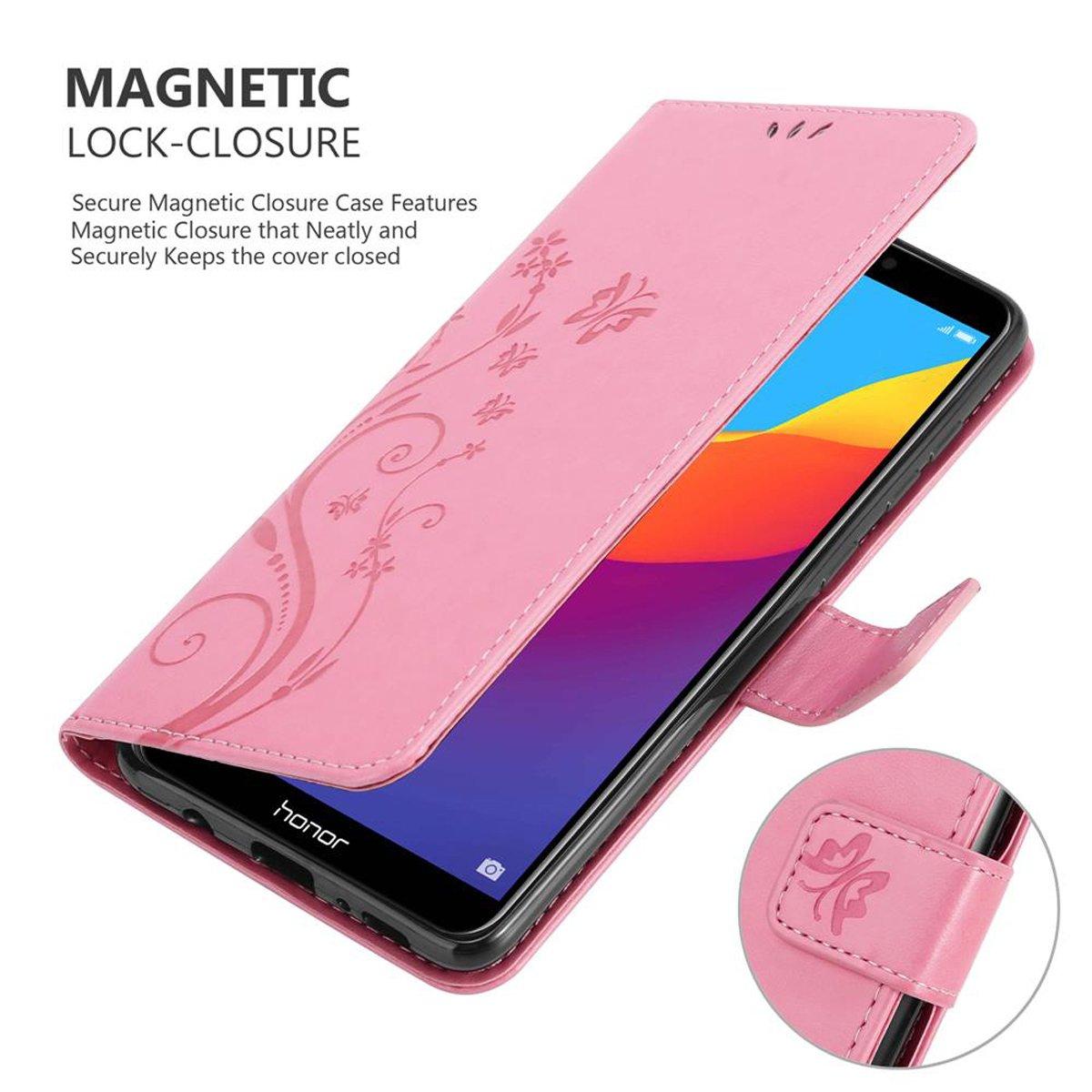 Cadorabo  Hülle für Honor 7C  Huawei Y7 2018 Blumen Design Magnetverschluss 