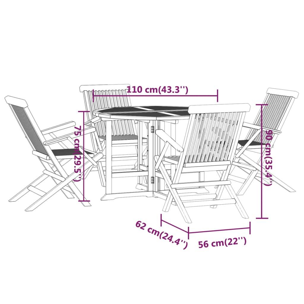 VidaXL set da pranzo per esterni Teak riciclato  