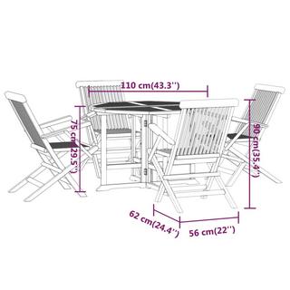 VidaXL set da pranzo per esterni Teak riciclato  