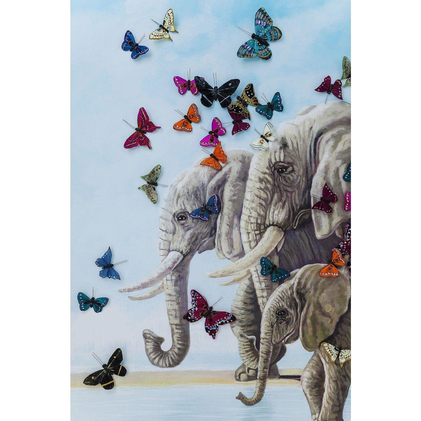 KARE Design Bild Touched Elefants with Butterflys 120x120cm  