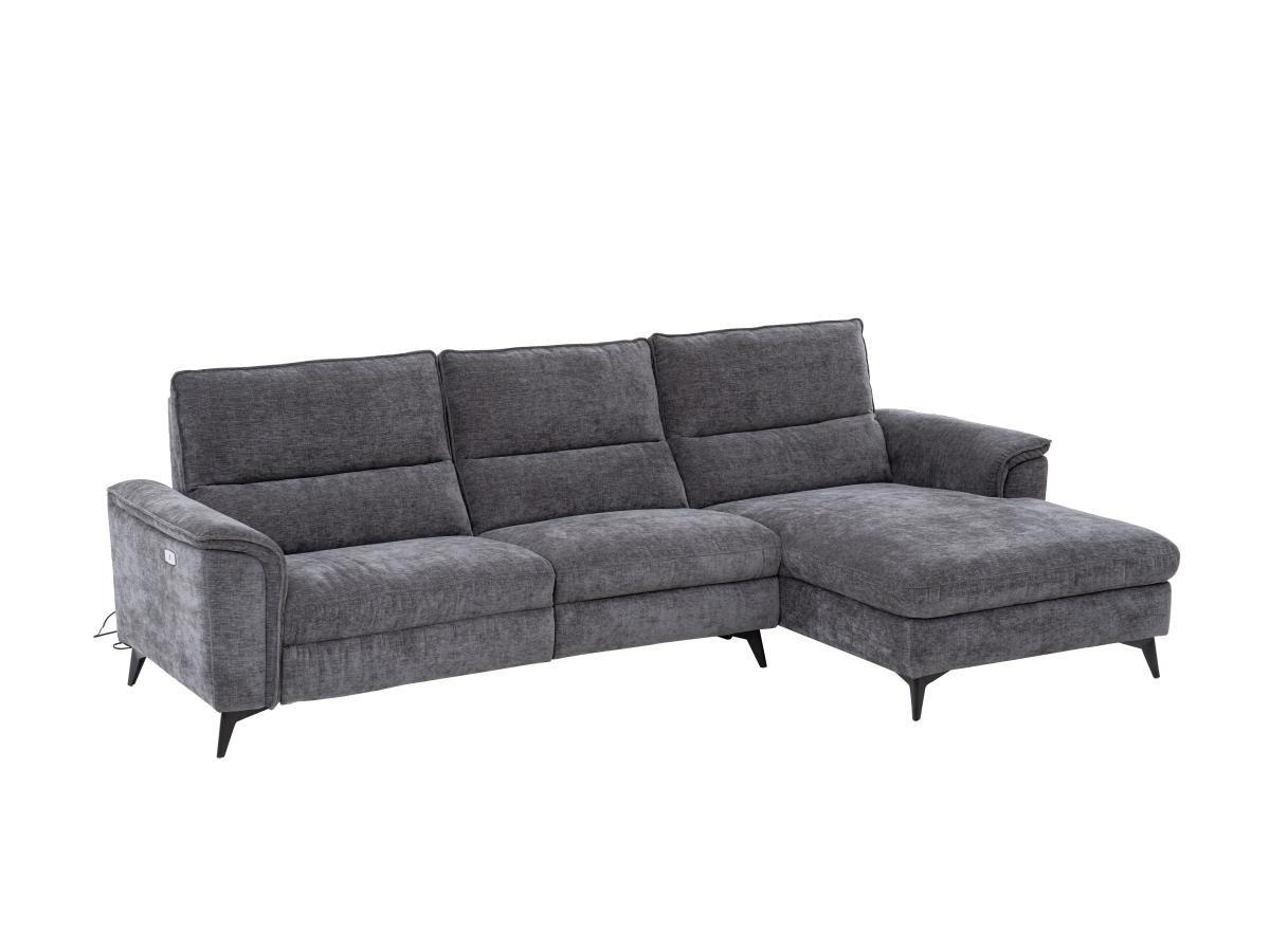 Vente-unique Eckrelaxsofa elektrisch - Ecke rechts - Stoff - Anthrazit - TELTI  