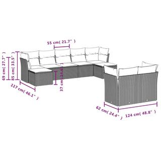 VidaXL Ensemble de canapés de jardin rotin synthétique  