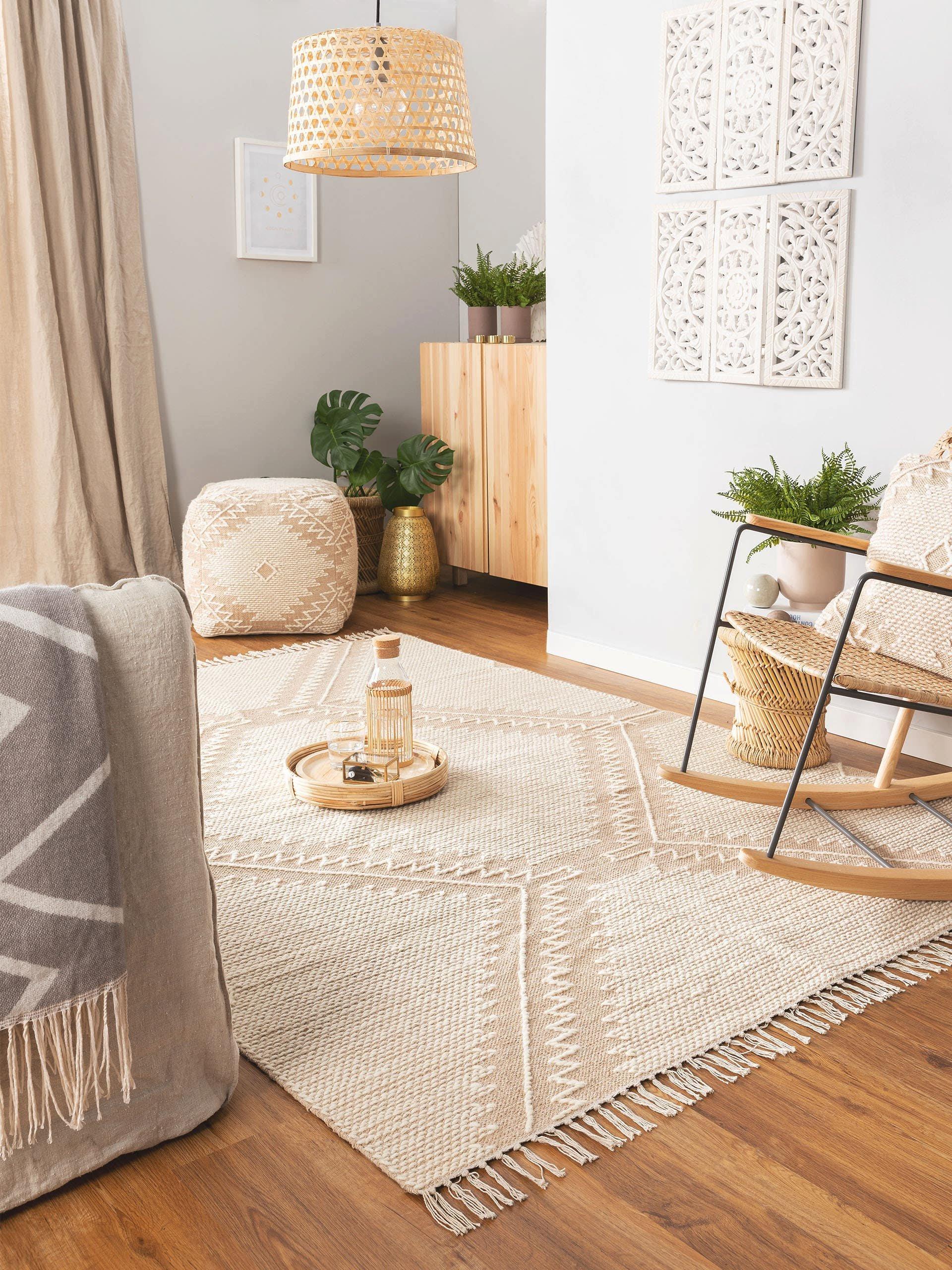 Benuta Tapis en coton Sydney Beige  