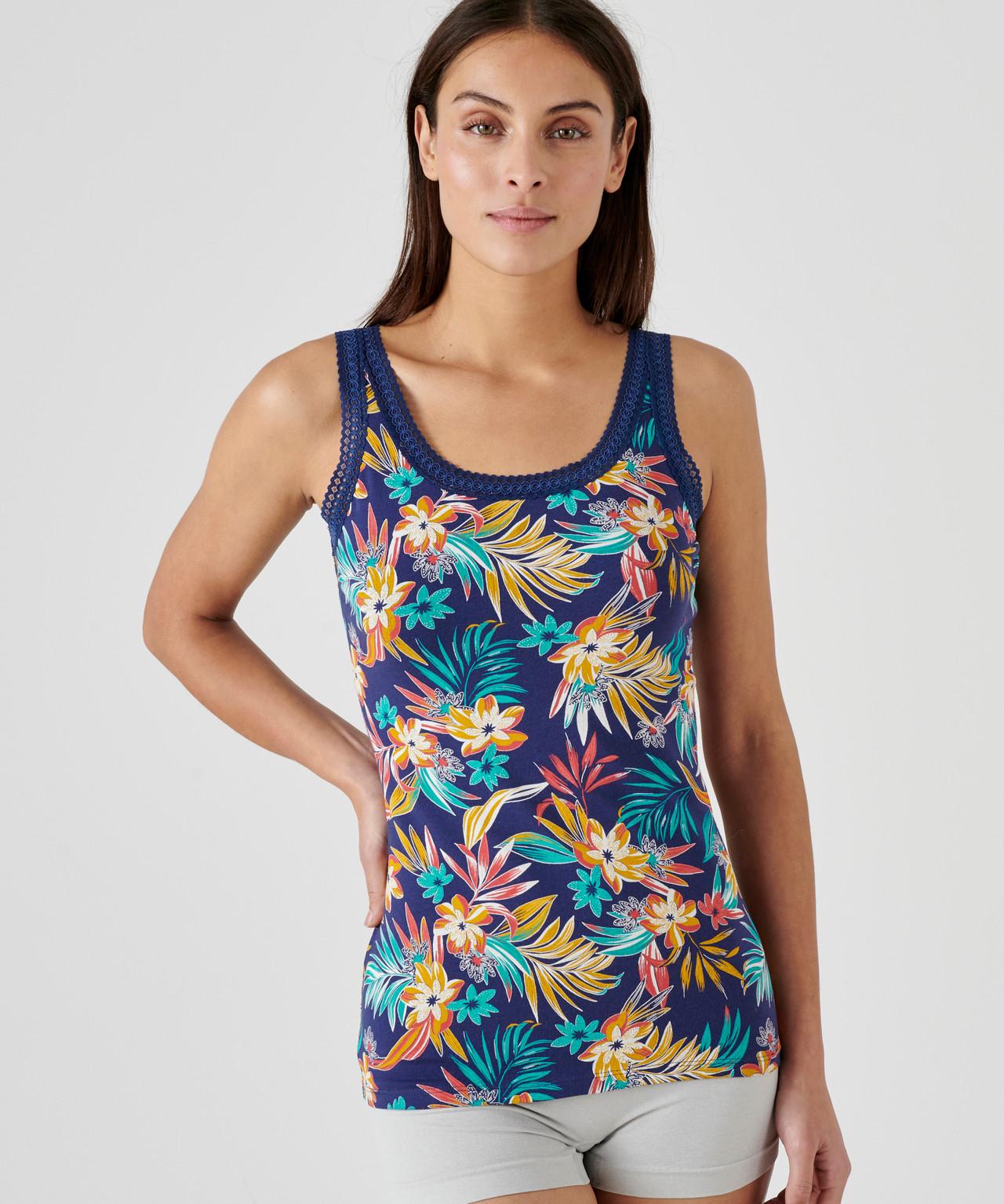 Image of Achsel-shirt Essential Aus Dehnbarem Baumwoll-mix. Damen Blau 34/36