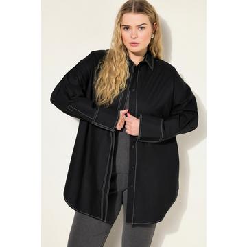 Bluse, oversized, helle Ziernähte