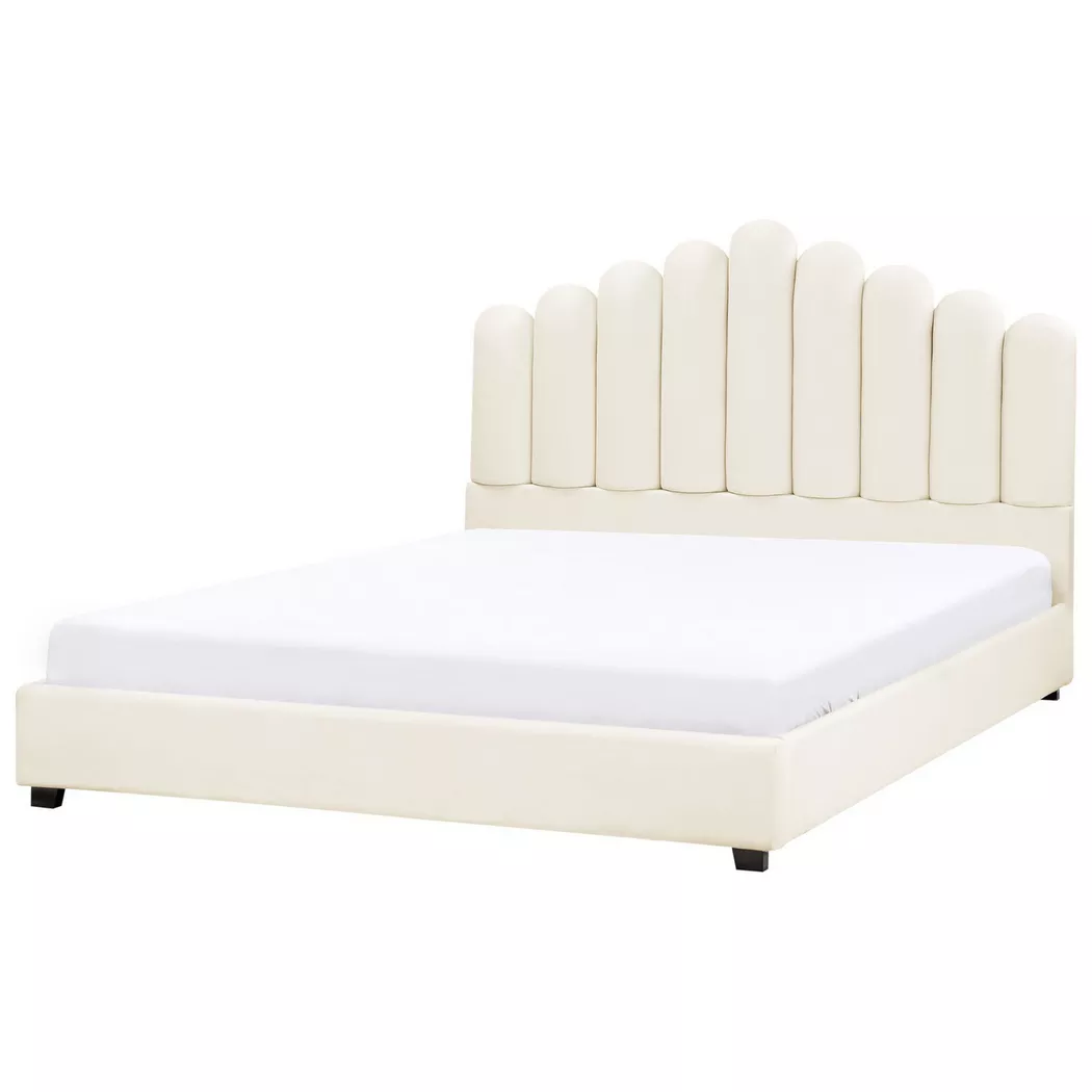 Beliani - Wasserbett aus Samtstoff  VINCENNES, Schneeweiss