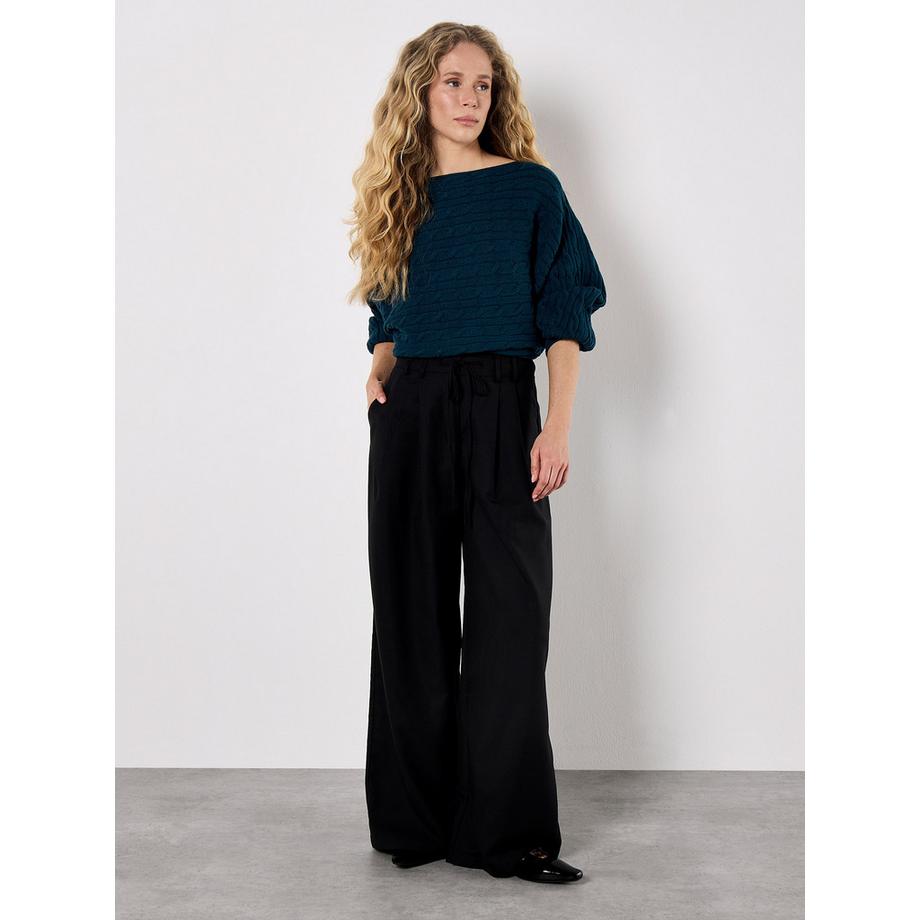 Pull Aran à manches chauve-souris et rayures torsadées