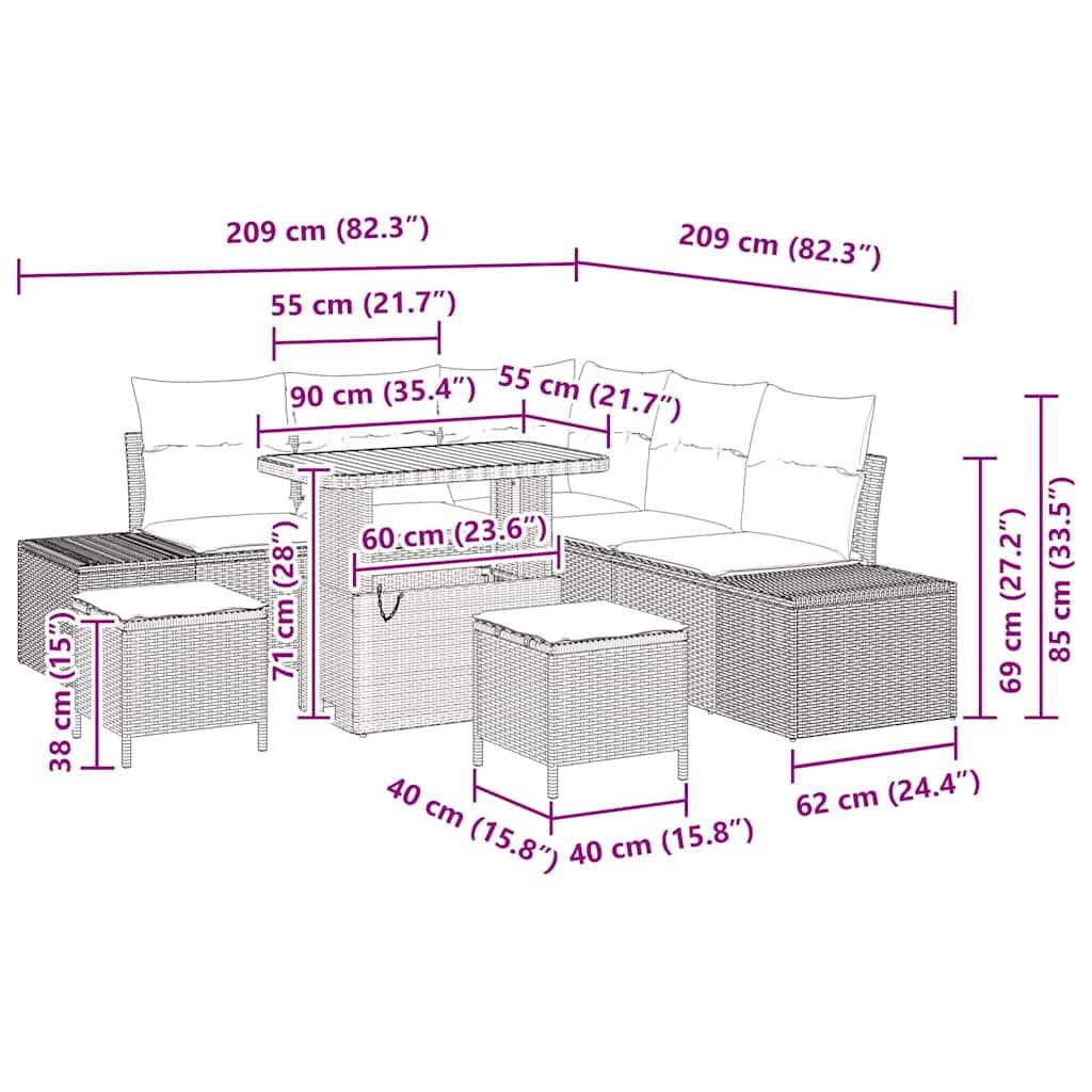 VidaXL Garten-sofa-set poly-rattan  