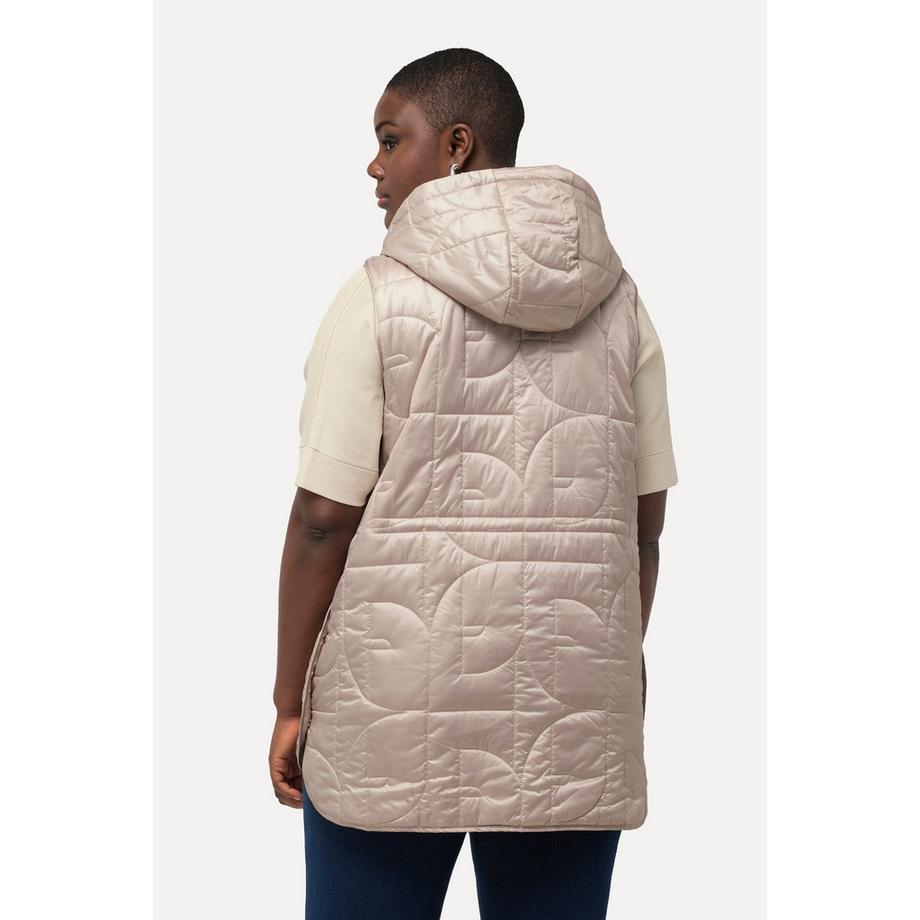 Ulla Popken Gilet matelassé Ligne A Boutons-pression latéraux Capuche  