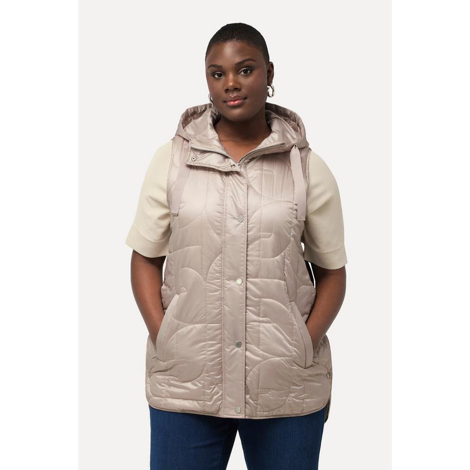 Ulla Popken Gilet matelassé Ligne A Boutons-pression latéraux Capuche  