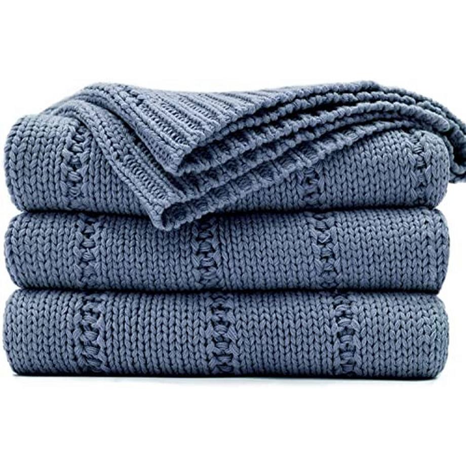 Kuscheldecke Strickdecke 127x152cm, weiche warme grob gestrickte Decke gestrickte Wohndecke für