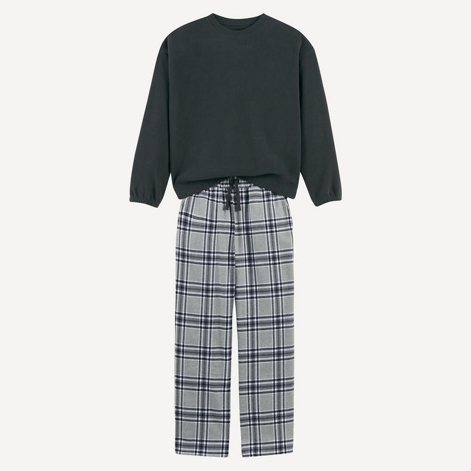 Pyjama Sweatshirt aus Fleece und karierte Hose